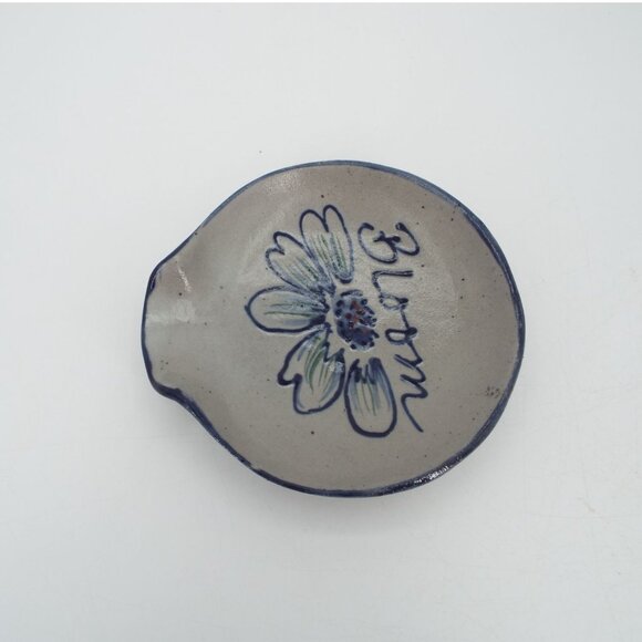 Rowe Pottery Salt Glazed Stoneware Floral Bloom Spoon Rest - Picture 9 of 11